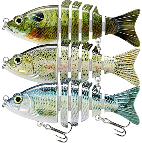 TRUSCEND Angeln Köder für Bass Forelle Crappie, Multi Jointed Swimbait Slow Sinking Bionic Schwimmen Köder Süßwasser Salzwasser, Lifelike Walleye Hecht Bass Köder, Angelausrüstung Köder