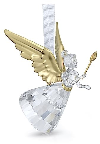 Swarovski Holiday Magic Engel Ornament, Klein, Weihnachtliches Engel Ornament mit Klaren Kristallen und einem Goldfarbenen Faden