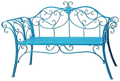 Outdoor Gartenbank, Outdoor Garten Terrassenbank für Ihre Freizeit, 52in Gartenbank Park Terrassenbank, Innenhof Metall Doppelstuhl Stuhl, Wetterfester Veranda Stuhl (Blau)