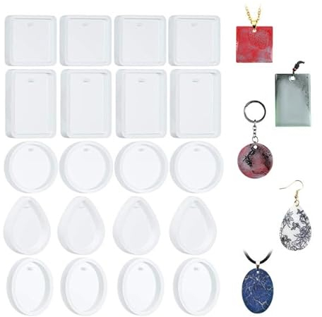 20 Pezzi Stampo in Silicone per Gioielli, 5 Stili in Resina con Ciondolo a Forma di Foro, Stampi per Resina Epossidica Gioielli, per Appendere Gioielli Portachiavi Ciondoli Fai Da Te in Resina