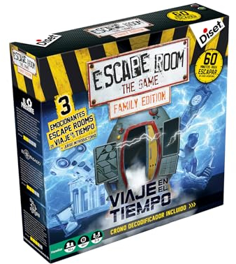 Diset - Escape Room Family Zeitreise, Familien-Brettspiel empfohlen ab 10 Jahren.