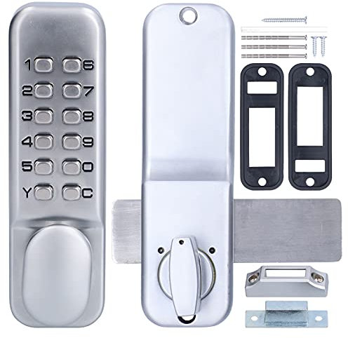 Qivine Digital Door Lock, Security Gate Lock Mechanical Combination Lock Keypad Locks for Doors, Zinc Alloy Waterproof Keyless Door Lock Safety Entry for Front Gate Glass Door Wood Door