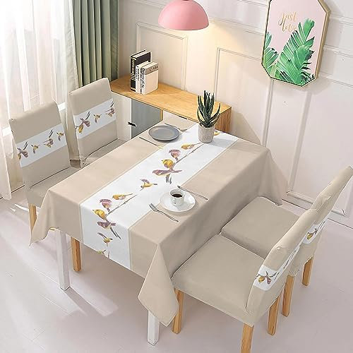 DALINA Textil - Juego de Mantal y Funda de Silla, Mantel de Mesa Rectangulo 140 x 180, 4 Fundas para Silla con Elastico, 100% Poliester, Estampado Moderno.