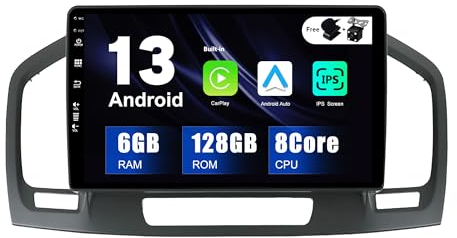 SXAUTO - 6G+128G - Android 14 IPS Autoradio für Opel Holden Insignia (2008-2014) - Eingebaut Carplay/Android Auto/DSP - LED Kamera + MIC - DAB Lenkradsteuerung Fast-Boot 360-CAM WiFi - 2 Din 9 Zoll
