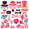 Fotobox Requisiten Neon Party Fotobox Accessoires Foto Booth Props mit Stick für Geburtstag, Karneval, Hochzeit,Weihnachtsparty, Disco Party Zubehör Deko Gadgets (Rosa)