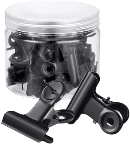 30 Stück Büroklammern mit Stecknadeln - Bulldogge Clip Pinnadeln, 30mm Kleine Metallklammern Push Pins Clips, Papiergeld Binder Klemmen für Korktafeln Kunstprojekte (Schwarz)