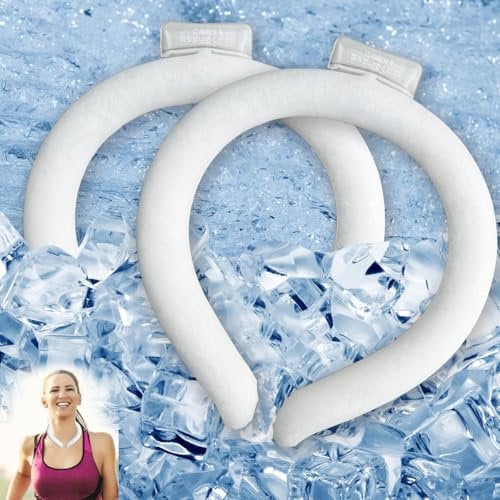 Cooling Neck Wrap for Hot Flashes, Fever, and Menopause Relief, Reusable and Washable, Large Size (Blue) (clear)