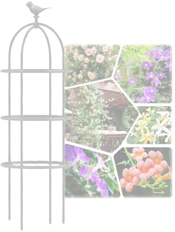BEEGMA Rankobelisk Spalier Tomatenkäfig Durable Metall Obelisk für Kletterpflanzen und Rosen 180x50cm 230x50cm 280x50cm 330x50cm (Color : White, Size : H280x D50cm(9.2x1.6ft))