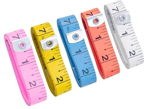 CrafTreat 5-Pack Tape Measure – Dual-Sided Standard & Metric Scales, Soft Flexible Ruler for Body Measurements & Tailoring, 60in/150cm