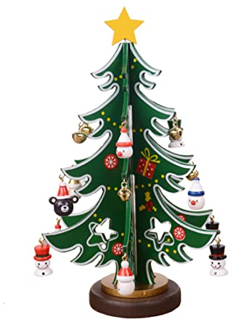 Decorative ornaments Mini Tabletop Christmas Tree Wooden Xmas Tree Ornaments Table Desk Decoration Small