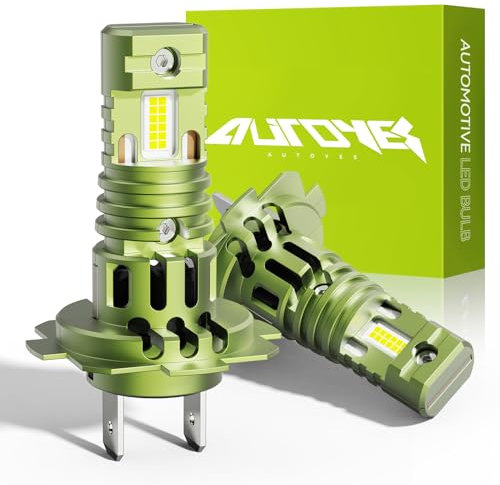 Autoyes H7 LED Headlight Bulb, 3000LM White H7 Headlight Bulb Canbus Error Free, 500% Brighter 1:1 Size 6500K Car h7 LED, Plug and Play led Bulb, Pack of 2