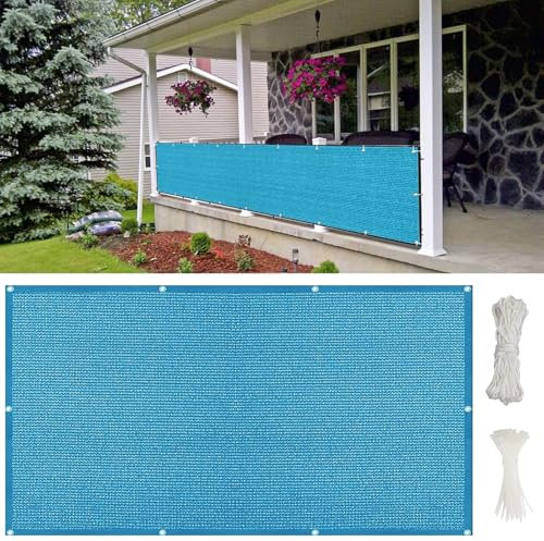 Balkon-Sichtschutz Balkon-Verkleidung 650 x 160 cm Wind- Und Uv-Schutz Wetterfest, Balkon Sichtschutz Atmungsaktiv, mit Kabelbinder Und Kordel, für Camping Swimming Pool, Himmelblau