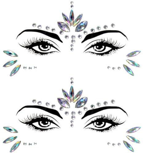 WeddHuis Halloween Cosplay Kostüm Gesicht Edelsteine Sticker Temporäre Tattoos Rave Party Make-up Festival Meerjungfrau für Frauen und Kinder