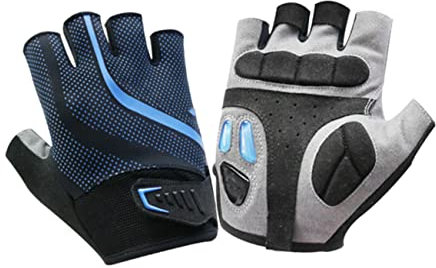 PAMINGONO 1 Paar Halbfinger Fahrradhandschuhe Atmungsaktive Sporthandschuhe Größe M Blau rutschfest Und Stoßdämpfend Für Radsport Und Fitness