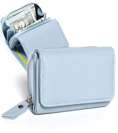 KGDUYC 1 Pièce Portefeuille pour Femme Cuir Porte Monnaie Femme Petit avec Fermeture éclair Poche à Monnaie Mini Portefeuille Femme - Bleu
