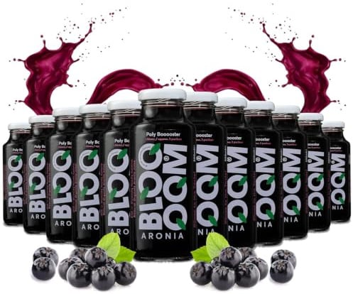 BLOOOOM ARONIA Succo di Aronia Biologico 250 ml x 12 Bottiglie (3L) – 100% Succo Puro di Aronia Greca, Senza Zuccheri Aggiunti, Ricco di Antiossidanti Naturali, Ideale per Benessere e Fitness, Vegano
