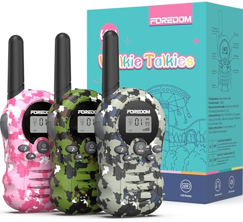FOREDOM Walkie Talkies für Kinder Walkie Talkies Funkgeräte Set Spielzeug für Jungen & Mädchen 3-12 Jahre, Geschenke Outdoor-Abenteuer – 3er Set