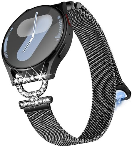 Aniaboho Cinturino in metallo da 20 mm, compatibile con Samsung Galaxy Watch 7 Fe 6 5 4 5 Pro, 44 mm, 40 mm, 45 mm, Watch 6 Classic 47 mm, 43 mm/4 Classic 42 mm, ricambio a forma di D, in acciaio inox