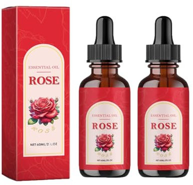 Rose Essential Oil, Ätherisches Öl Rose für Körper, natürliche Zutaten, Raue Haut reduzieren, Leuchten gesunder Glanz, ätherische öle für diffuser, Aromatherapie, Massage, Bad, 60ml (60ml, 2pc)