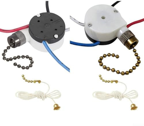 ZE208S Pull Chain Switch Replacement Set of 2 for Ceiling Fans, Controls Speeds with Reliable Wiring Setup