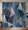 Rideau Occultant Triangle Bleu 140x180 cm (2 Panneaux) Rideaux Thermique Isolant Anti Froid Imprimé pour Salon Chambre Fenetre, Lot De 2 Géométrie Abstraite Draperies Intérieurs