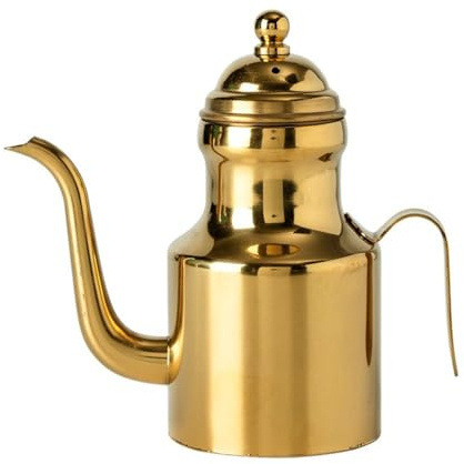 Bottiglia per olio in acciaio inox, dispenser per olio d'oliva, con beccuccio antigoccia, dispenser per olio da cucina, dispenser per aceto a beccuccio lungo (310 ml, oro)