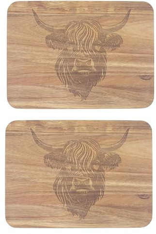 Lesser & Pavey Elements Highland Cow Placemats Set 2 For Dining | Easy Clean Non Slip Place Mats For Dinner Plates & Table Décor | Durable Table Mats For Home & Kitchen