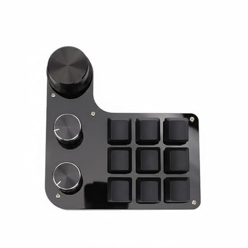 KiBcsLic 9 Key Keypad with 3 Knobs Hot-Swappable Buttons Customizable Shortcut Keyboard RGB Backlit Mini Gaming Keypad for Designers, Video Editors, Office, Blue Switch
