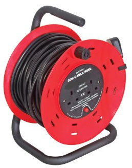 Motionperformance Essentials Garage & Home Red/Black 2 Gang 30 m Extension Reeler with Stand, Carry Handle and Reset Button