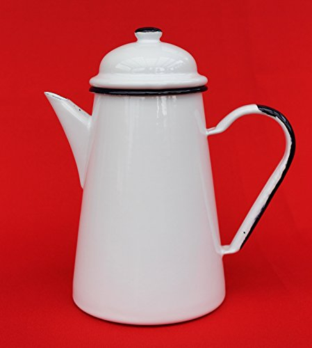 DanDiBo Kaffeekanne 578TB Weiß 1,0 L emailliert 22 cm Wasserkanne Kanne Emaille Nostalgie Teekanne