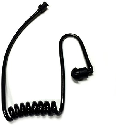 Replacement Black Coiled Acoustic Tube for Two-Way Radio Surveillance and Listen Only Earpieces by TCG