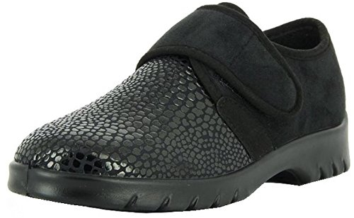 VAROMED Strasbourg Orthopädische Stretchsschuhe Damen I Schwarz I Gr. 41 I Klett Damen- Stretchschuhe für Sensible Füße I Fußentlastend, mit Wechselfußbett I Made in Germany