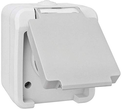 Globe Warehouse AP/FR Steckdose, 1-Fach, grau/hellgrau, IP54, PERANOVA