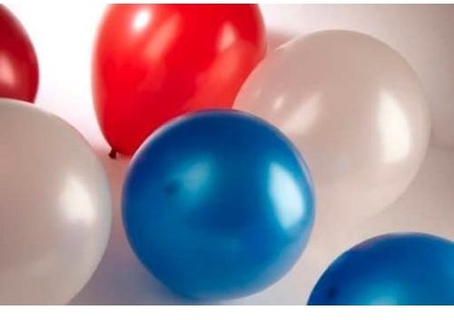 25 Red/White and Blue 12 Metallic Latex Helium Balloons-Australia World Cup