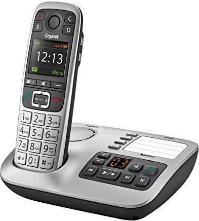 Gigaset E560A - Premium Big Button Cordless Home Phone with Answering Machine, Nuisance Call Block and 4 SOS keys, silver/black