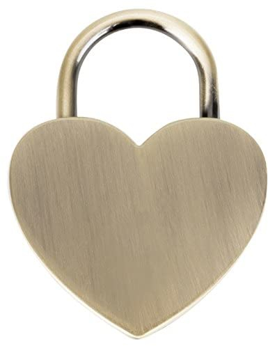 Liebesschloss Herzschloss Vorhängeschloss Graviert mit Wunschtext - Jetzt Liebesschloss selbst gestalten! (Antik Gold)