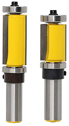Gasea 2 Packs 1/2-Inch Shank Top & Bottom Bearing Flush Trim Pattern Router Bit Woodworking Cutter Tool 26mm & 38mm Cutting Height