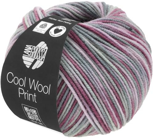 LANA GROSSA Cool Wool Print | Extrafeine Merinowolle waschmaschinenfest und filzfrei | Handstrickgarn aus 100% Schurwolle (Merino extrafein) | 50g Wolle zum Stricken & Häkeln | 160m Garn FB 815