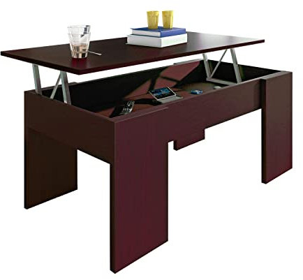 duehome | Mesa de Centro elevable, mesita de salón Comedor, Acabado en Wengué, Modelo Gala, Medidas: 90 cm (Largo) x 50 cm (Ancho) x 33,8/45,3 cm (Alto)