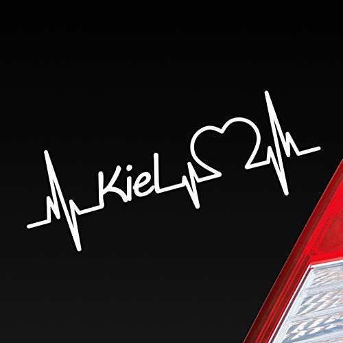 Hellweg Druckerei Auto Aufkleber Kiel Herz Puls Stadt City Liebe Love ca. 19 x 7 cm