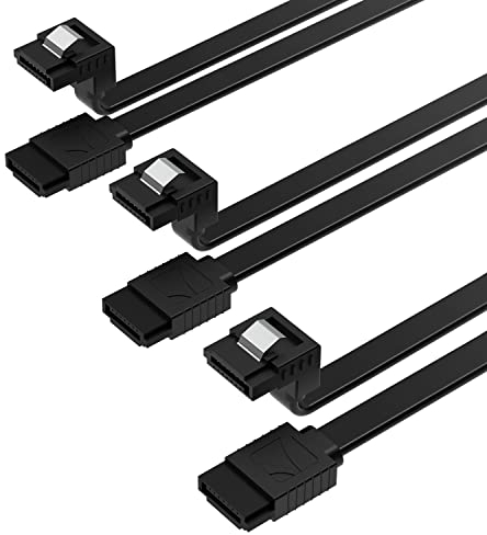 SABRENT Cavo SATA III SSD/HDD Hard Disk interno, Cavo dati SATA 3 (6 Gbit/s), Cavo SATA PC, ad angolo retto con linguetta di blocco, per drive HDD/SSD/CD/DVD (Confezione da 3-50 cm) Nero (CB-SRK3)