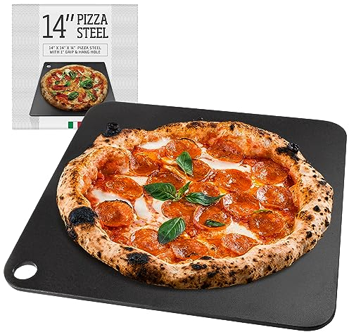 Steel Pizza Stone for Oven, Professional Baking Pizza Stone Made from Solid Steel, 14x14 Unbreakable Thick, Create a Pizzeria Style Crust at Home