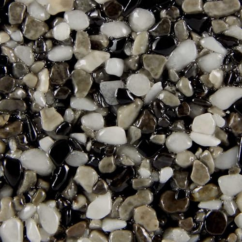 Terralith Steinteppich Marmor Komplett-Set für 1qm - Körnung: fein - 2-4mm mit Polyurethan Bindemittel - für Außen in schwarz-weiß (contrasto due)