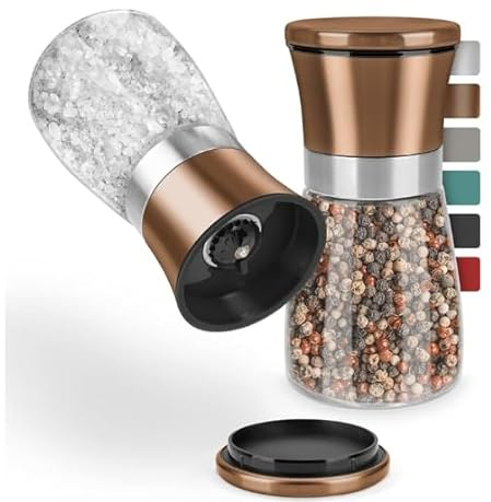 Thingles® Gewürzmühlen 2er Set mit verstellbarem Keramikmahlwerk – für Salz, Pfeffer, Chili & alle Arten von Kräutern I Edle Salzmühle & Pfeffermühle mit einstellbarem Mahlgrad (Petrol, 19 cm)