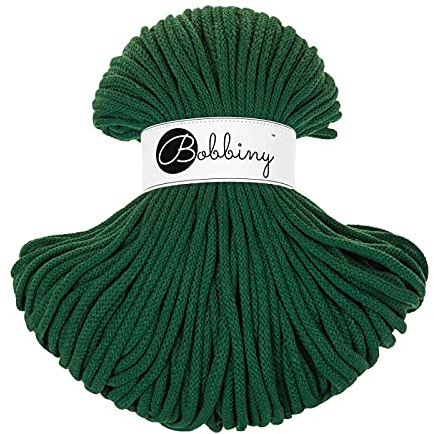 Bobbiny Premium Cords 5 mm - Rope-Garn 100 m 100% Baumwolle (Pine Green)