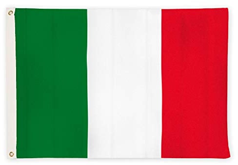 Aricona Bandiera Italia 60x90cm – italiana nautica per barca – piccola - resistente alle intemperie - con occhielli in ottone - in tessuto 100% poliestere - cuciture doppie robuste e colori vivaci
