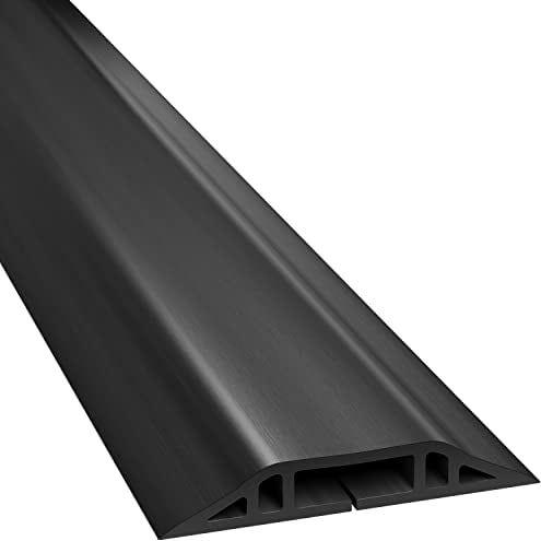 KabelDirekt Cable protector with extra high tensile strength – 5m – floor cable cover (cut-to-size, flexible, anti-trip, cable trunking, durable, non-skid, step and slip resistant PVC, black)