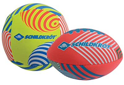 Schildkröt® Mini-Ball-Duo Pack, Set bestehend aus 1 Volley und 1 American Football, Ø 9 cm, griffig und salzwasserfest, ideal für Strand und Wasser, 970347, Gelb-flamingo, 970347