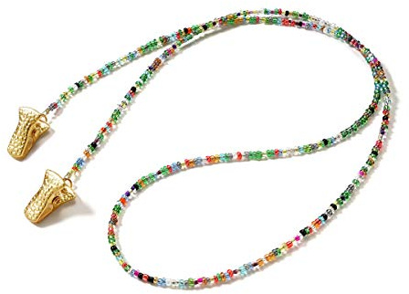 DNLKWGO Lesebrillen Retainer Brillenhalter Brillenhalter Strap Brillenkette mit Clip für Frauen, Grün , Einheitsgröße