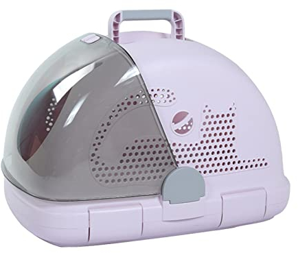 MAZLJ Hundetransportbox Kleine Hunde Hundeboxen Transportbox Katze Transportboxen Trageboxen Hartschalen Tiertransportbox Flight Case Hohe Kapazität Sturzfest Tragbar,Pink,53X36X34cm